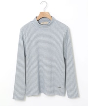 リブボーダー ハイネック カットソー