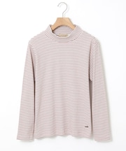 リブボーダー ハイネック カットソー
