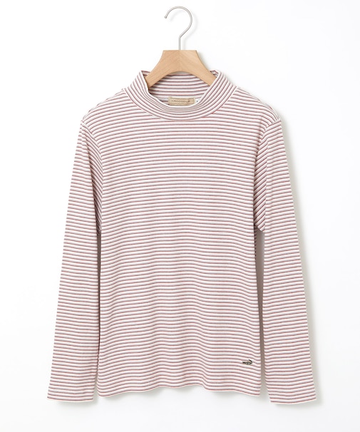 リブボーダー ハイネック カットソー