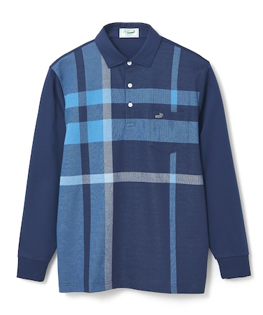 シルケット パネルチェック ポロシャツ