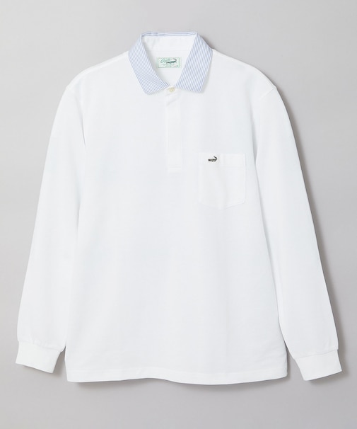 襟配色デザイン ジップ ポロシャツ