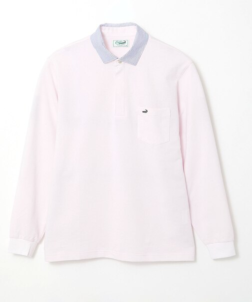 襟配色デザイン ジップ ポロシャツ