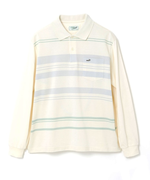 パネルボーダー 長袖ポロシャツ【日本製生地】