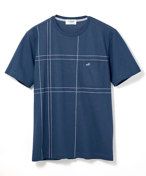スノーコットン パネルチェック Tシャツ【接触冷感】