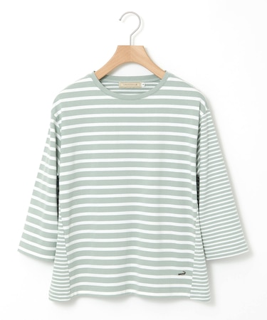 ボーダー 切り替え 七分袖Tシャツ