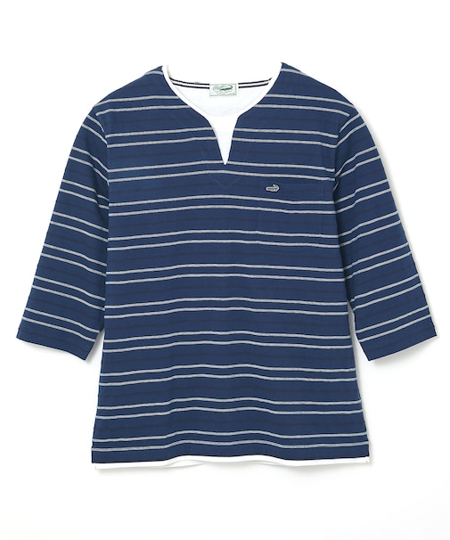 ボーダー レイヤー風 七分袖Tシャツ