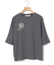 フラワープリント 天竺 Tシャツ