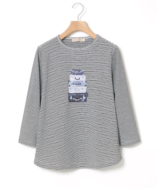 トランク柄プリント 七分袖 Tシャツ