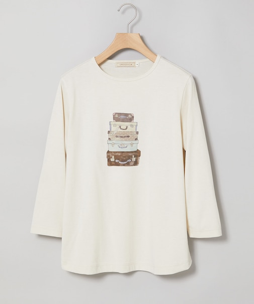 トランク柄プリント 七分袖 Tシャツ