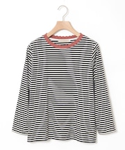 襟ニット ボーダー Tシャツ