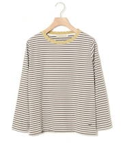 襟ニット ボーダー Tシャツ