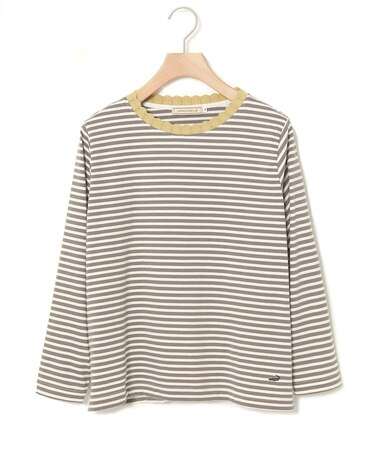 襟ニット ボーダー Tシャツ