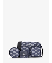 JET SET ITEM デニム ポケット クロスボディ ウィズ アタッチ ミディアム - MKシグネチャー
