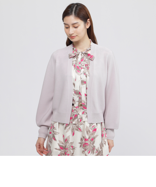 【ウォッシャブル】ウールラメホールリブ　カーディガン