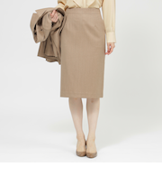 【ウォッシャブル/防しわ性】ウールフランネル　スカート