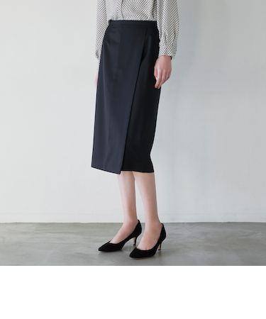 【Nikkei magazine掲載】【ウォッシャブル】ウーステッドツイル　スカート