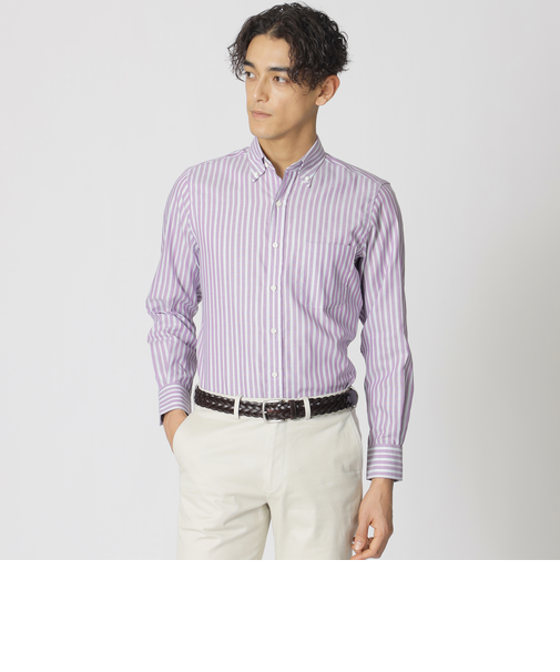 オルタネイトストライプ　ボタンダウンオックスフォードシャツ