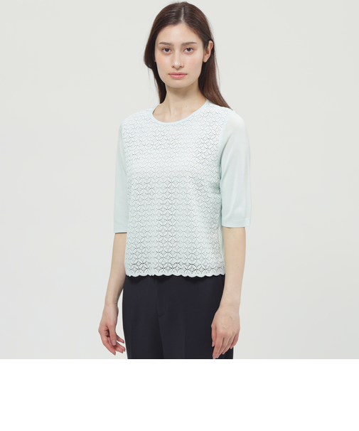 【ウォッシャブル】レースコンビニット　プルオーバー