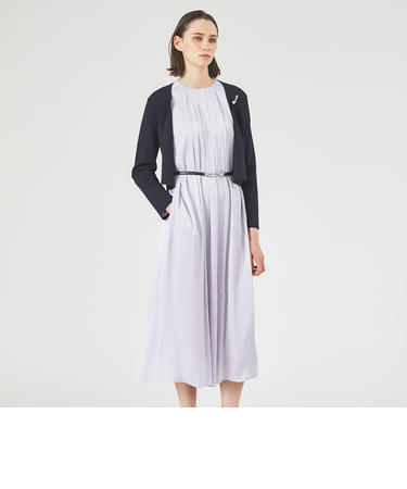 【ウォッシャブル】バックジョーゼットサテンライト　ワンピース