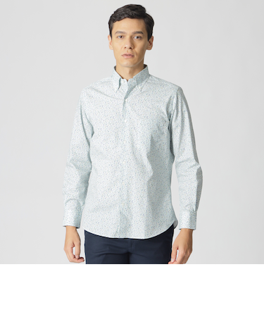 ミニフラワープリント柄ボタンダウンシャツ