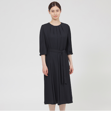 【ウォッシャブル】バックサテンジョーゼット　ワンピース