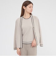 【ウォッシャブル】アセテートストレッチ　カーディガン