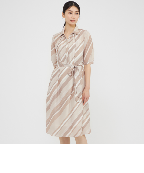 【ウォッシャブル】ジオメトリーパターンプリント　ワンピース