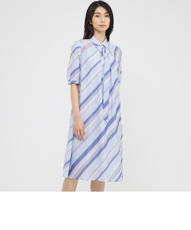 【ウォッシャブル】ジオメトリーパターンプリント　ワンピース