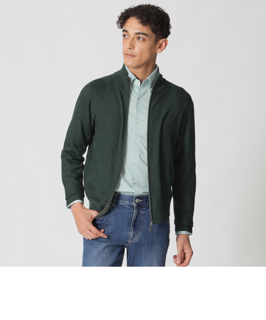 ダイヤ柄フルジップセーター