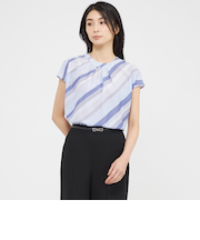 【ウォッシャブル】ジオメトリーパターンプリント　ブラウス