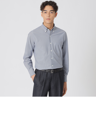 【Nikkei magazine掲載】【STUART'S TRAVELER】ミニチェックプリント　ストレッチシャツ