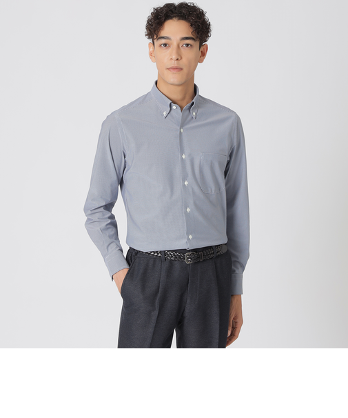 【Nikkei magazine掲載】【STUART'S TRAVELER】ミニチェックプリント　ストレッチシャツ