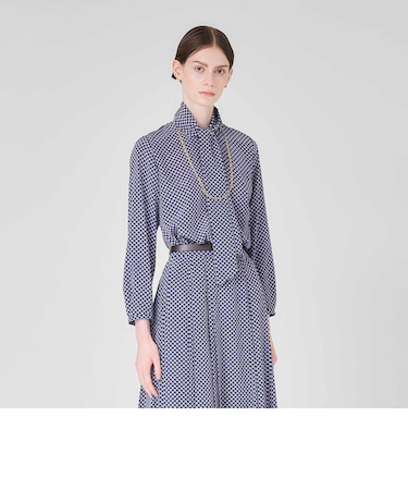 【ウォッシャブル】幾何学プリントジャガード　ブラウス