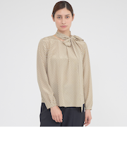 【ウォッシャブル】幾何学プリントジャガード　ブラウス