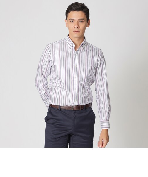 マルチストライプ柄ボタンダウンシャツ