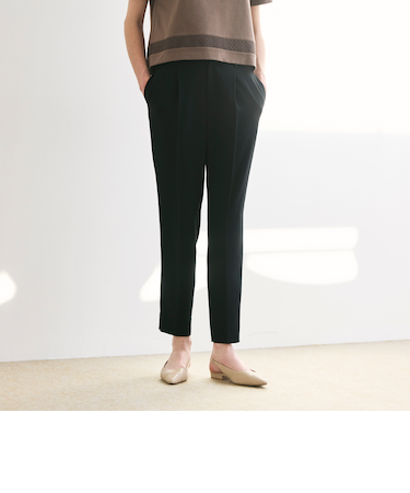 【ウォッシャブル】ライトジョーゼット　テーパードパンツ