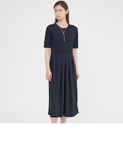 【ウォッシャブル】アセテートストレッチコンビ　ワンピース