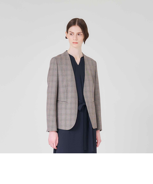 【ウォッシャブル】裏起毛チェック　ジャケット