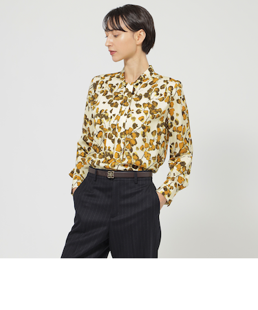 【Nikkei magazine掲載】【ウォッシャブル】グラデーションフラワー　ブラウス