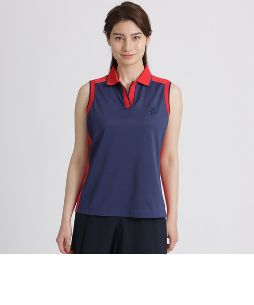 【GOLF】カミフバイカラースキッパーノースリーブポロシャツ(吸水速乾・UVカット)