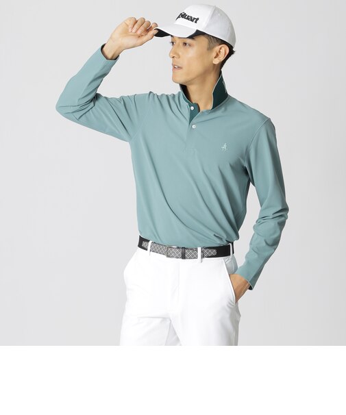 【GOLF】衿裏ロゴジャカード長袖ポロシャツ