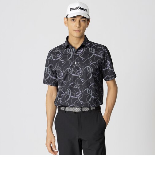 【GOLF】チェーンベルト柄プリントカッタウェイポロシャツ