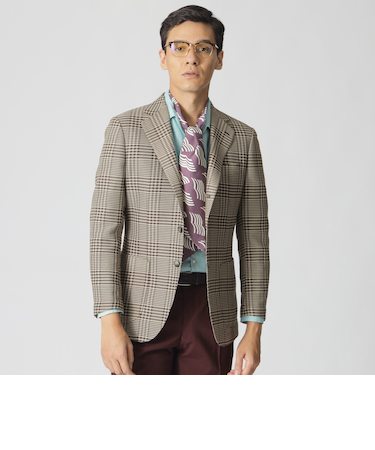 カラミ織りグレナカートチェックジャケット