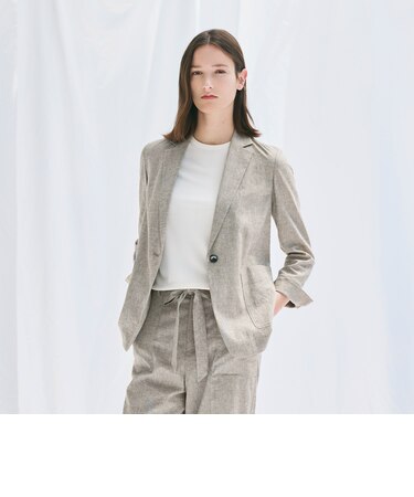 【Precious掲載】【ウォッシャブル】ストレッチリネン　ジャケット