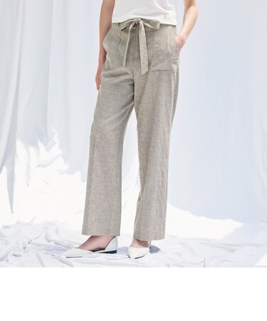 【Precious掲載】【ウォッシャブル】ストレッチリネン　パンツ