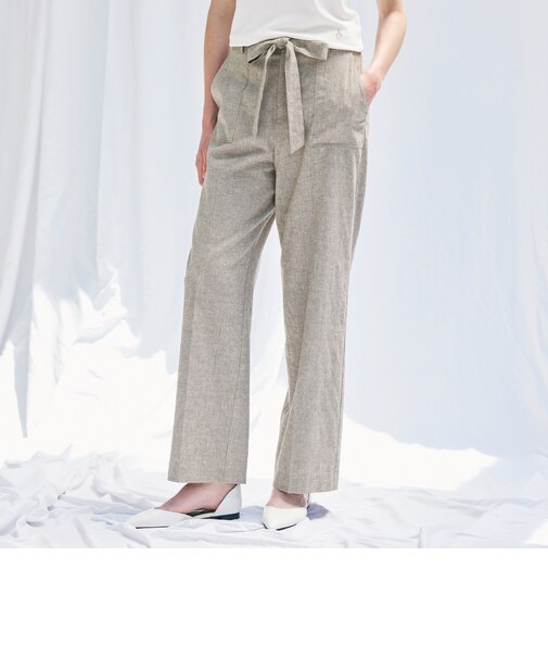 【Precious掲載】【ウォッシャブル】ストレッチリネン　パンツ