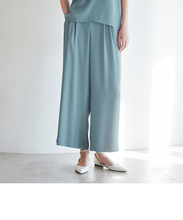 【ウォッシャブル】バックサテンジョーゼット パンツ