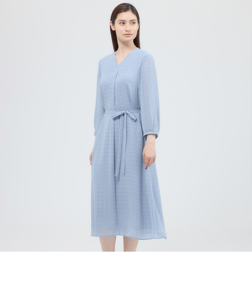 【ウォッシャブル】格子プリント　ワンピース