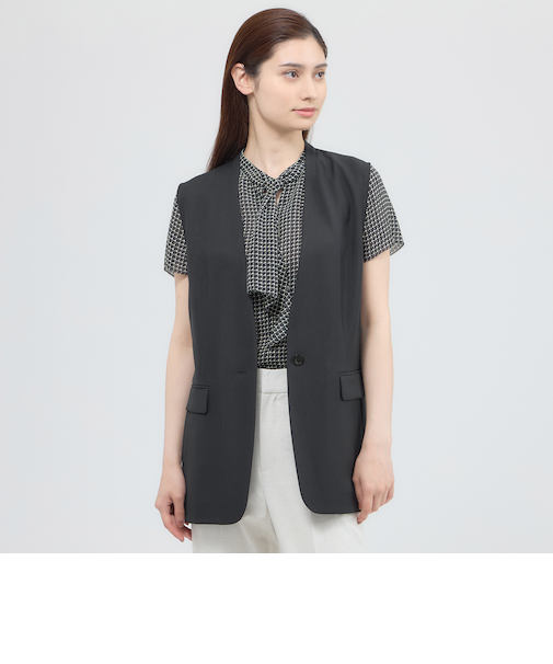 【ウォッシャブル/接触冷感/UV対策/吸水速乾】2wayストレッチカラミ ジレ