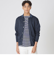 リネンオープンニットポロカーディガン